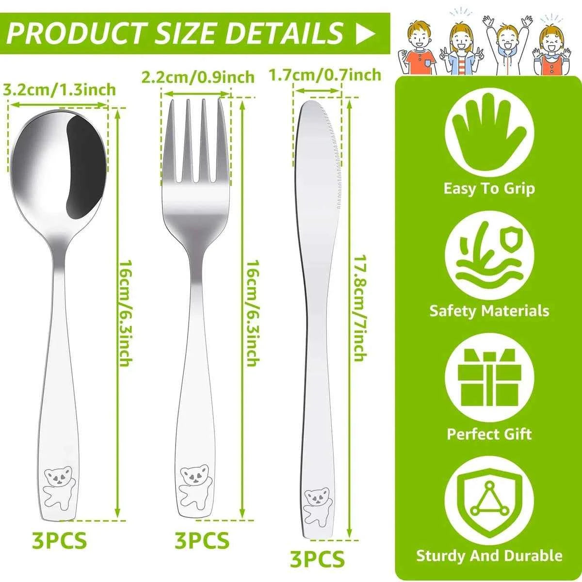 Couverts en acier inoxydable pour enfants - Motifs dinosaures