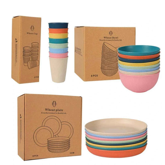 Service Vaisselle Paille de Blé Écologique - Assiettes Bols Tasses