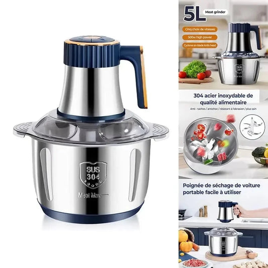 Electric Meat Grinders 5L Food Crusher Stainless Steel Multifunctional Vegetable Slicer Processor Chopper Kitchen Blenders Get Cuisine Shop
