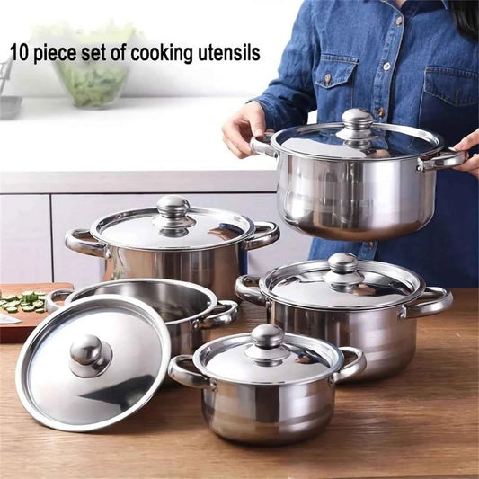 Ensemble Casseroles Inox 5 Pièces | Multifonction avec Couvercles - Get Cuisine Shop