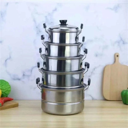 Ensemble Casseroles Inox 5 Pièces avec Couvercles | 16-24cm Série Américaine - Get Cuisine Shop