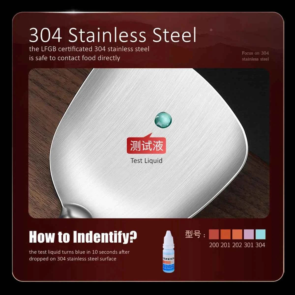 Ustensiles en acier inoxydable 304 certifiés - Cuisson professionnelle