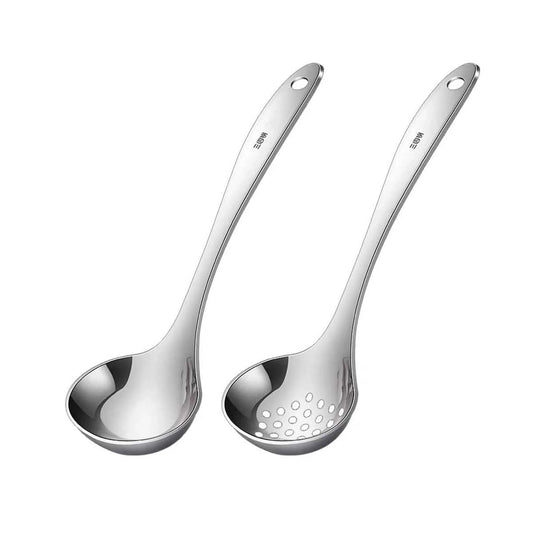 Set Service Inox 304 Certifié LFGB 23cm - Louche Écumoire Premium