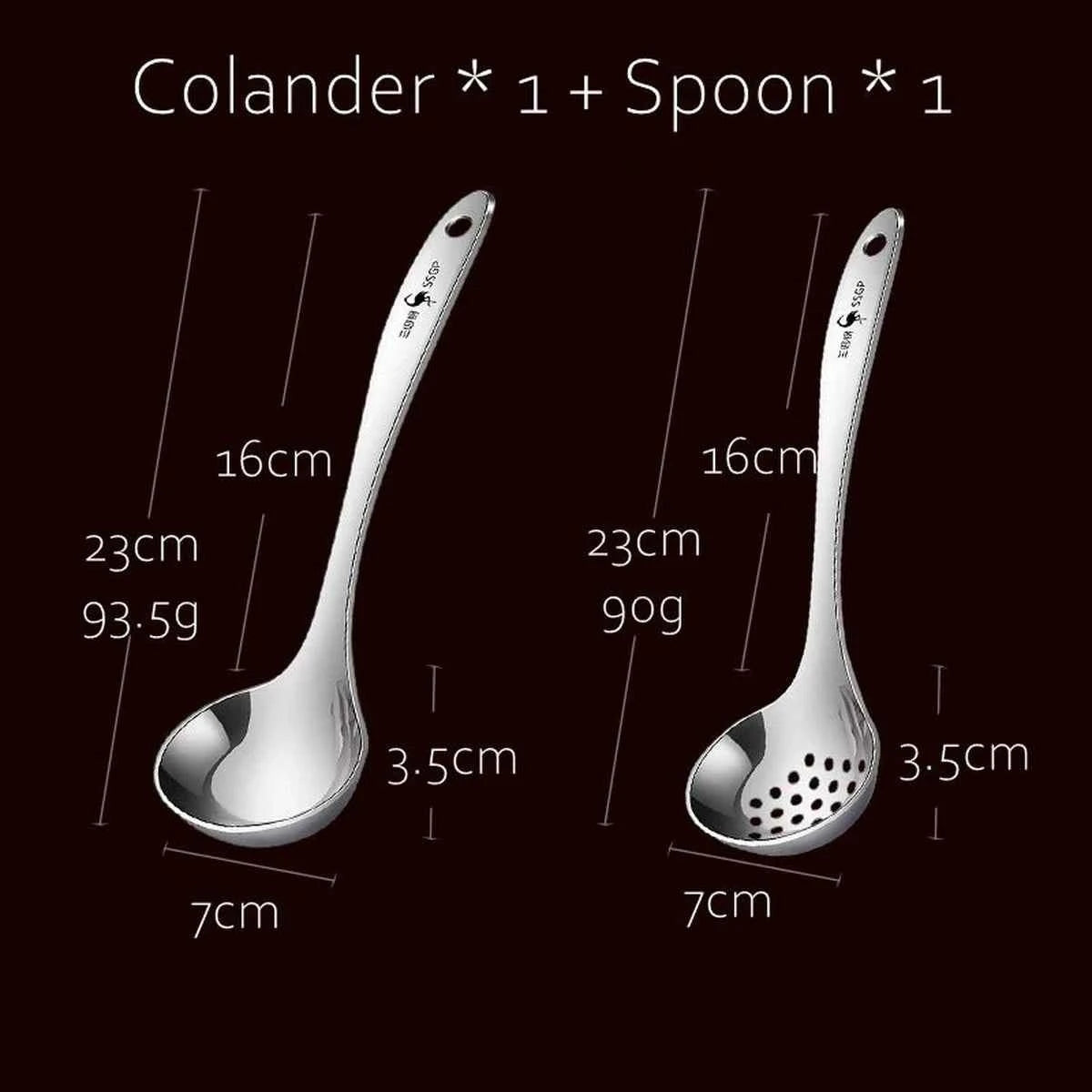 Set Service Inox 304 Certifié LFGB 23cm - Louche Écumoire Premium