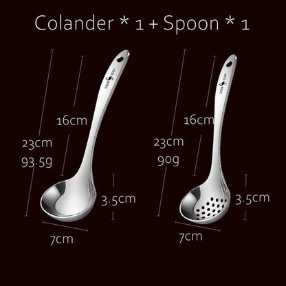 Set Service Inox 304 Certifié LFGB 23cm - Louche Écumoire Premium