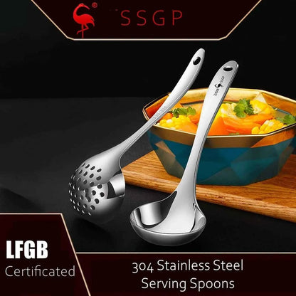 Set Service Inox 304 Certifié LFGB 23cm - Louche Écumoire Premium
