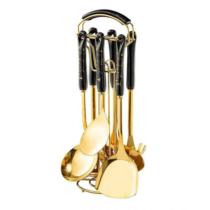Set Ustensiles Cuisine 7pcs | Acier Inox Manche Céramique