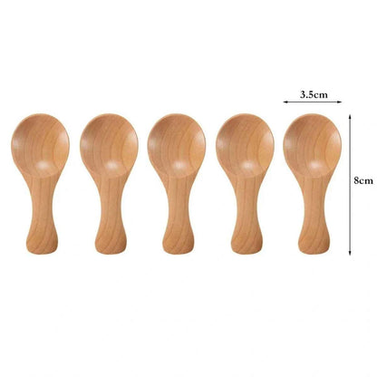 Schéma technique montrant les dimensions d'une mini cuillère en bois : 8 cm de hauteur totale et 3,5 cm de largeur pour la tête de la cuillère